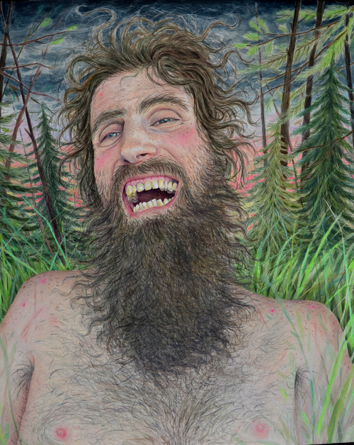 Rebecca Morgan, Mountain Man, 2014, 22 x 20 inches, Oil and graphite on Panel